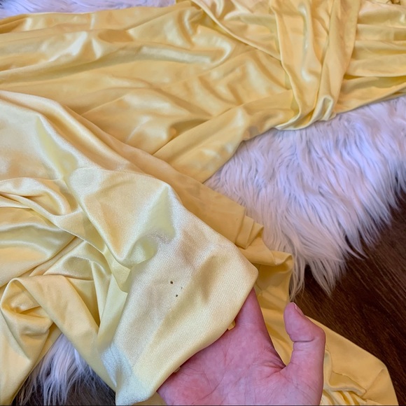 VTG 70’s Handmade Yellow Satin Full Length Dress - Picture 11 of 12